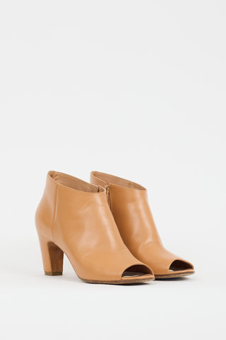 Maison Margiela Brown Leather Peep Toe Bootie