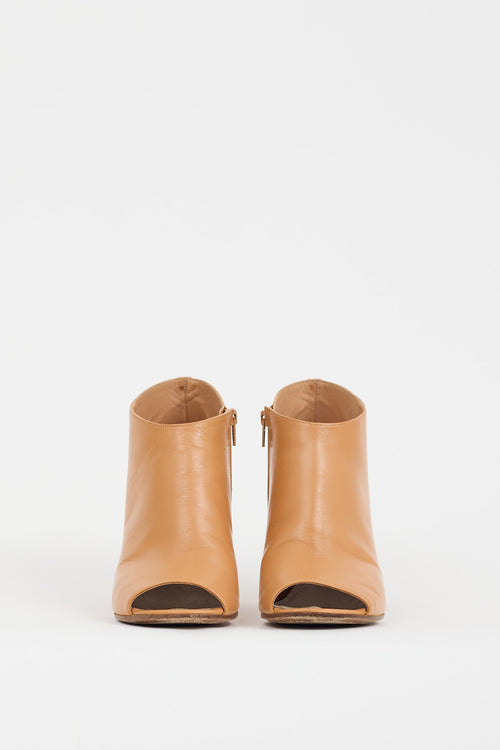 Maison Margiela Brown Leather Peep Toe Bootie