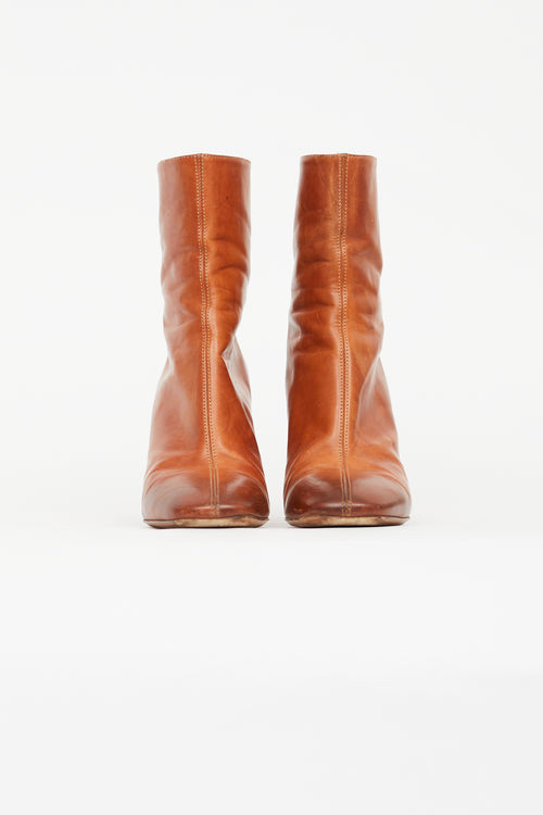 Maison Margiela Brown Block Heel Leather Boot