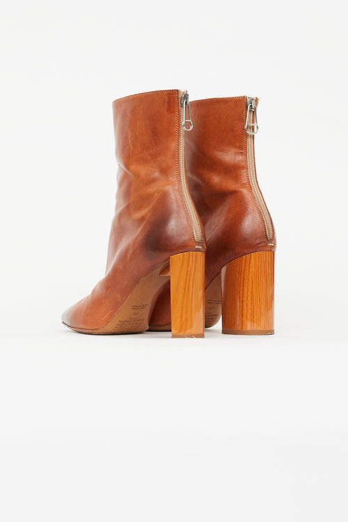 Maison Margiela Brown Block Heel Leather Boot