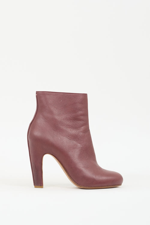 Maison Margiela Burgundy Leather Zip Ankle Boot