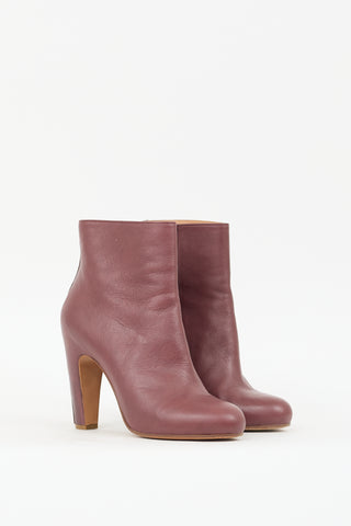 Maison Margiela Burgundy Leather Zip Ankle Boot