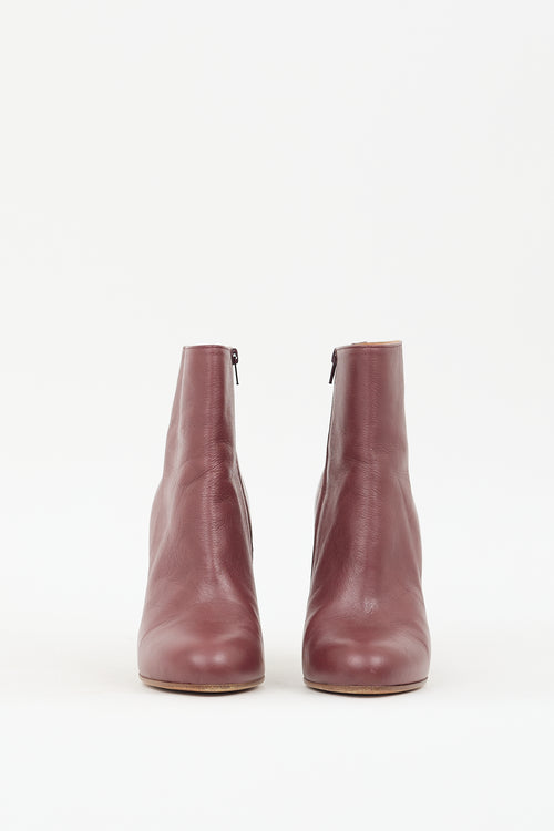 Maison Margiela Burgundy Leather Zip Ankle Boot