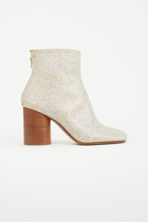 Maison Margiela Gold 
Silver Glitter Ankle Boot