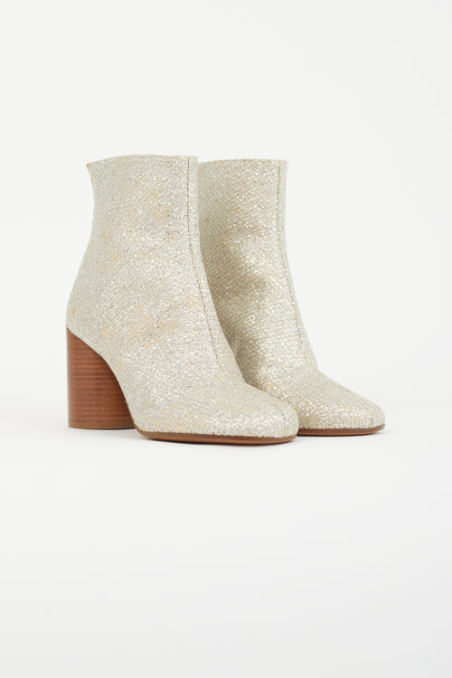 Maison Margiela Gold 
Silver Glitter Ankle Boot