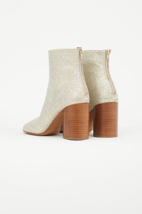 Maison Margiela Gold 
Silver Glitter Ankle Boot