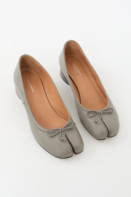 Maison Margiela Grey Leather Tabi Ballet Pump