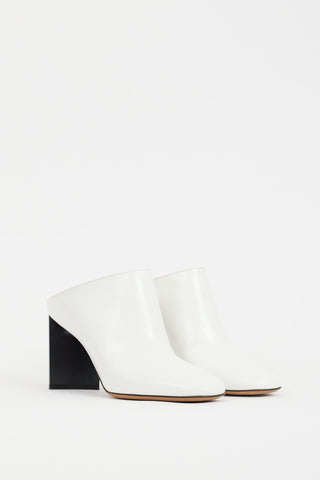 Maison Margiela White Leather Asymmetrical Heel Mule