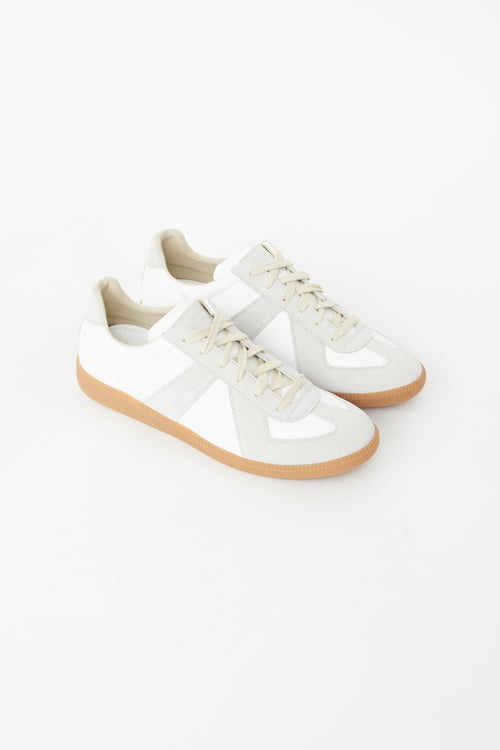 Maison Margiela White 
Grey Leather Replica Sneaker