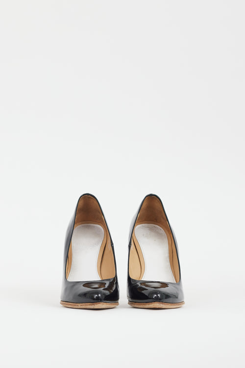 Maison Margiela X H&M Black Patent Leather Lucite Wedge Heel