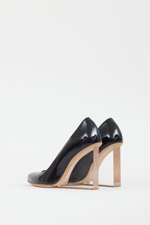 Maison Margiela X H&M Black Patent Leather Lucite Wedge Heel