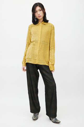 Maison Margiela Yellow Velvet Floral Sheer Shirt