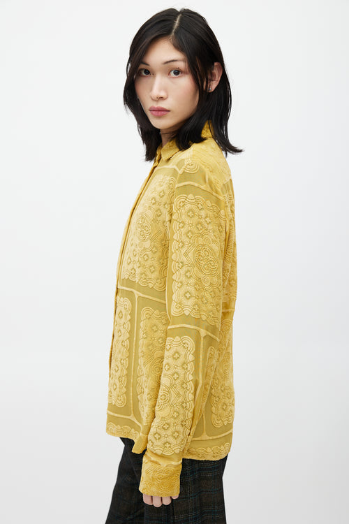 Maison Margiela Yellow Velvet Floral Sheer Shirt