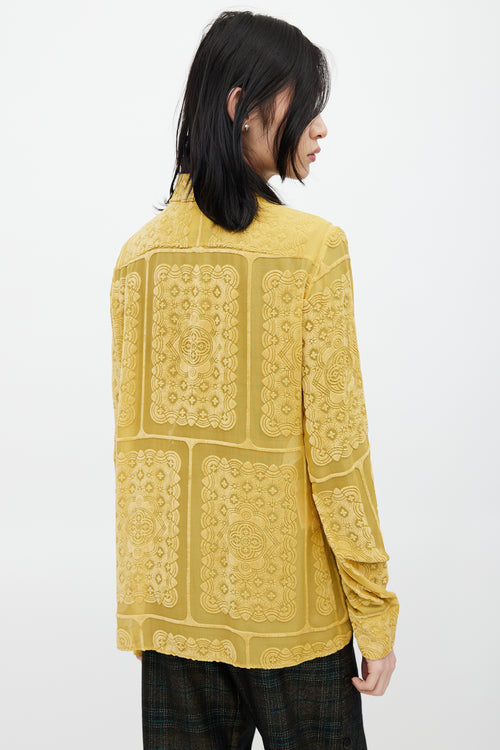 Maison Margiela Yellow Velvet Floral Sheer Shirt