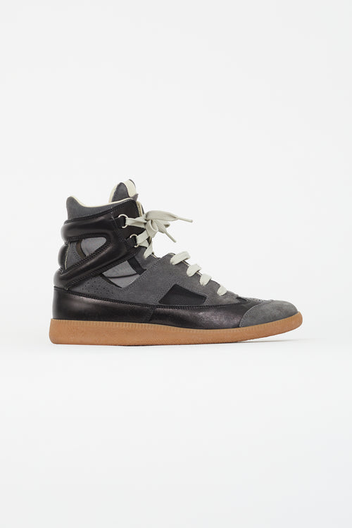 Maison Margiela Black 
Grey Leather High-Top Sneaker