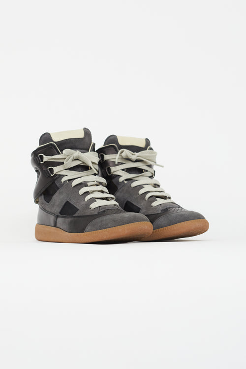 Maison Margiela Black 
Grey Leather High-Top Sneaker