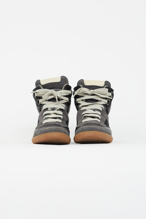 Maison Margiela Black 
Grey Leather High-Top Sneaker