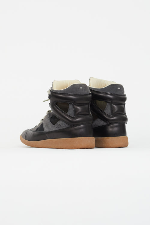 Maison Margiela Black 
Grey Leather High-Top Sneaker