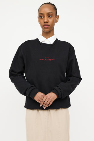 Maison Margiela Black 
Red Embroidered Logo Sweatshirt