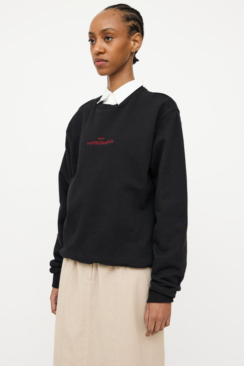 Maison Margiela Black 
Red Embroidered Logo Sweatshirt