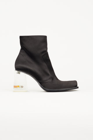 Maison Margiela Black Satin Clear Heel Ankle Boot