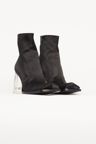 Maison Margiela Black Satin Clear Heel Ankle Boot