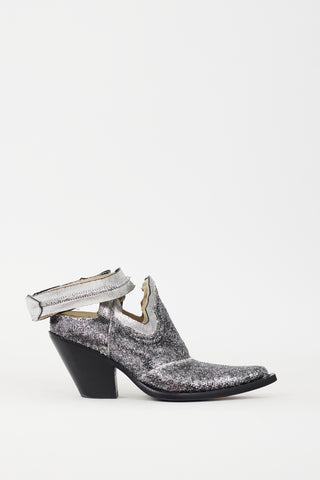 Maison Margiela Silver Glitter Cutout Ankle Wrap Boot