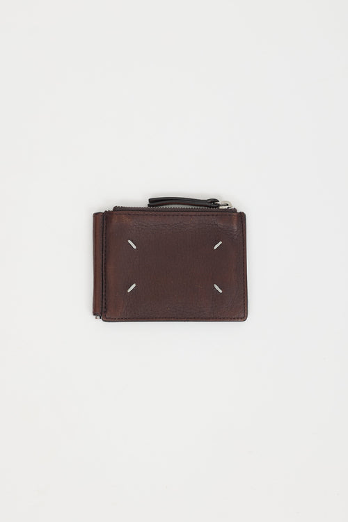 Maison Margiela Brown Four Stitch Money Clip Wallet