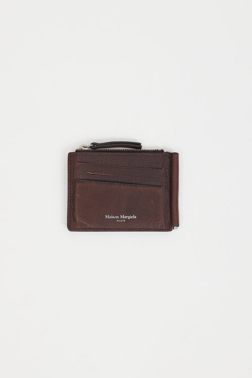 Maison Margiela Brown Four Stitch Money Clip Wallet