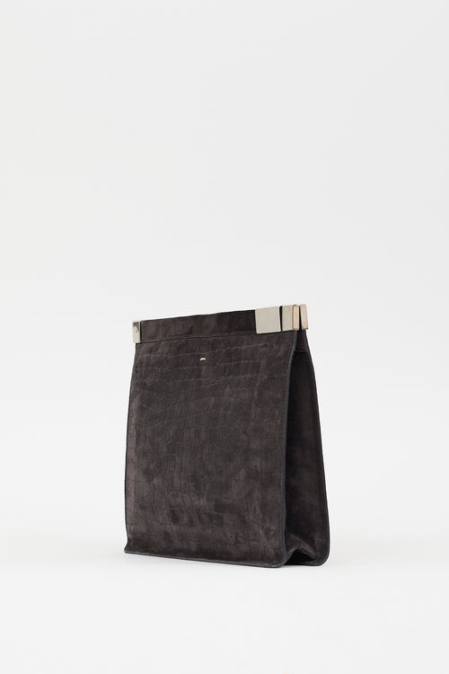 Maison Margiela Dark Brown Embossed Suede Clutch