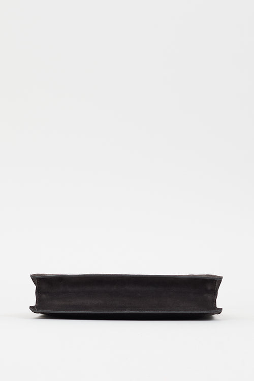 Maison Margiela Dark Brown Embossed Suede Clutch