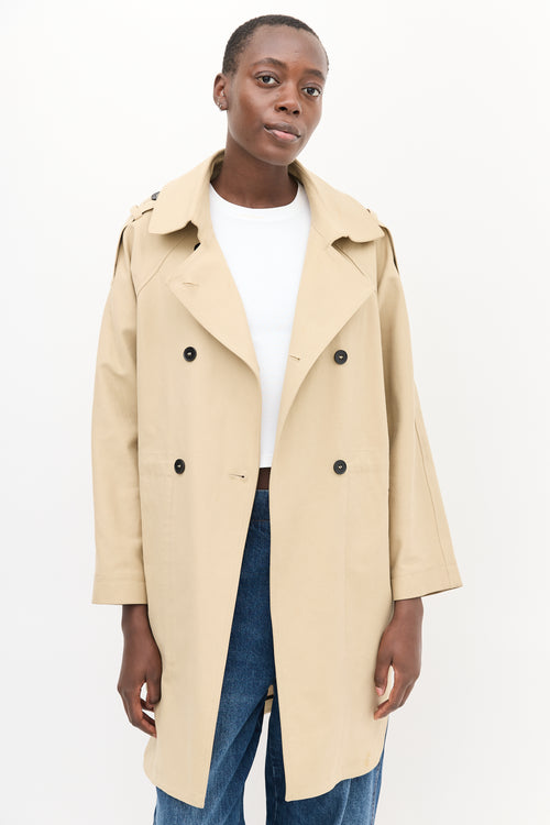 Maje Beige Double Breasted Trench Coat