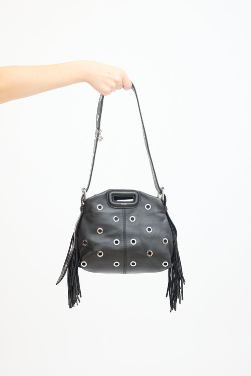 Maje Black Leather Grommet Embellished Crossbody Bag