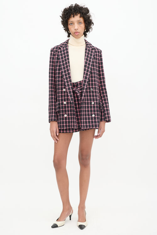 Maje Black 
Pink Tweed Skort Suit