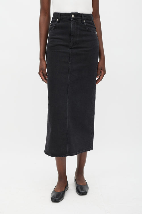 Maje Black Slit Denim Skirt