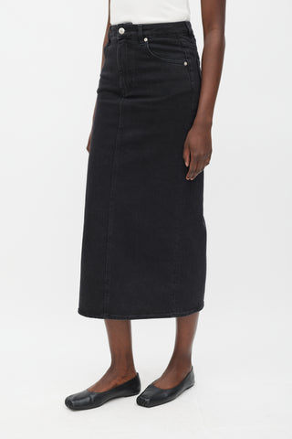 Maje Black Slit Denim Skirt