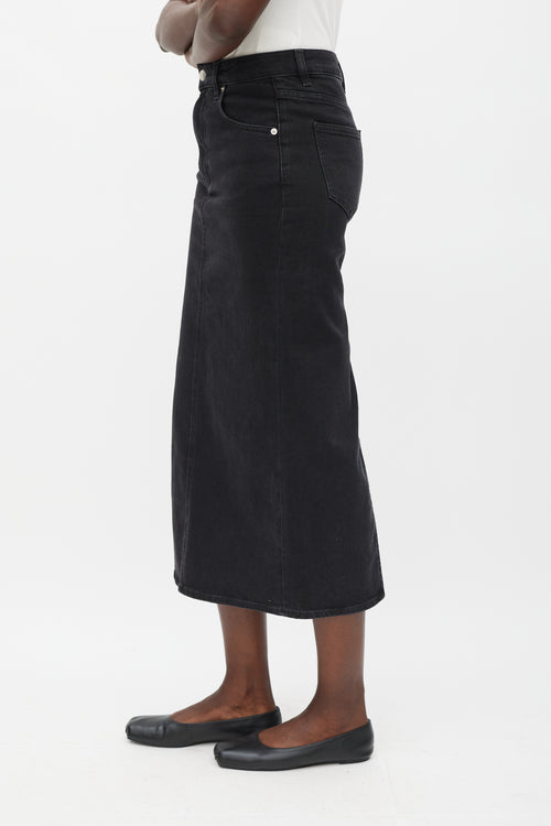 Maje Black Slit Denim Skirt