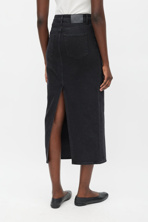 Maje Black Slit Denim Skirt