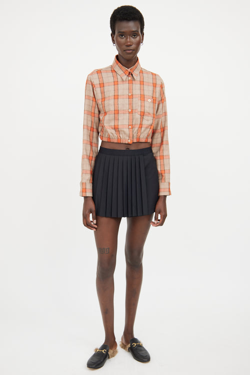 Maje Beige 
Orange Plaid Cropped Shirt