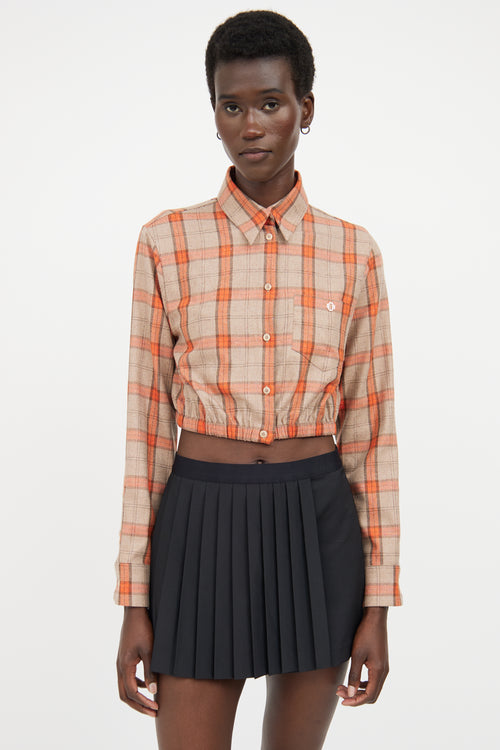 Maje Beige 
Orange Plaid Cropped Shirt