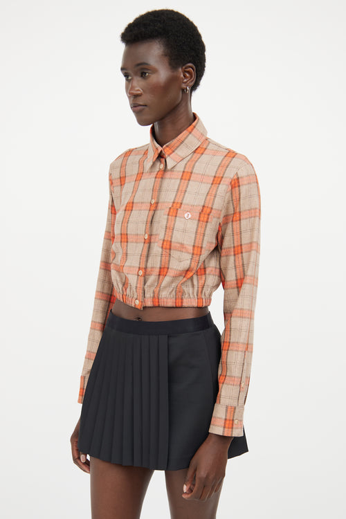 Maje Beige 
Orange Plaid Cropped Shirt