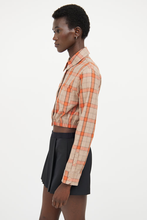 Maje Beige 
Orange Plaid Cropped Shirt