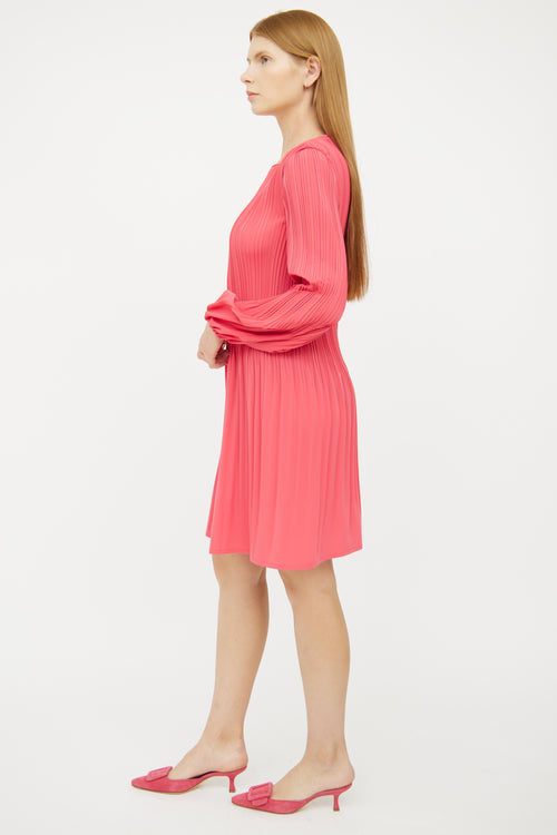 Maje Hot Pink Pleated Dress