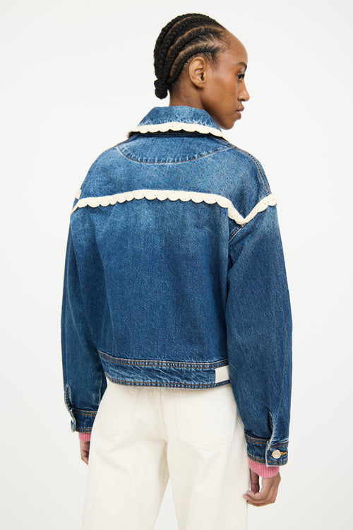 Maje Dark Wash Crocheted Denim Jacket