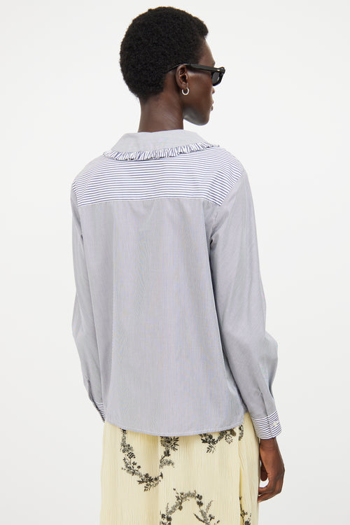 Maje White 
Multicolour Striped Ruffled Shirt