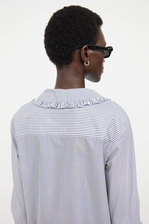 Maje White 
Multicolour Striped Ruffled Shirt