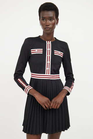 Maje Black 
Multicolour Pleated Striped Dress