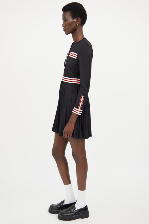 Maje Black 
Multicolour Pleated Striped Dress