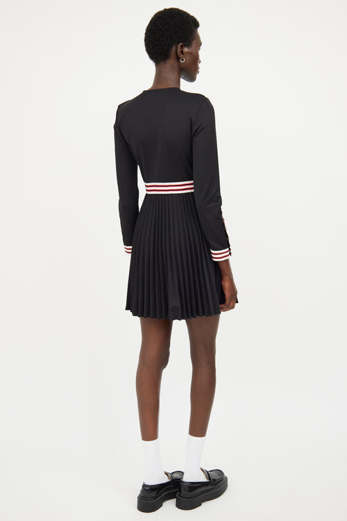 Maje Black 
Multicolour Pleated Striped Dress