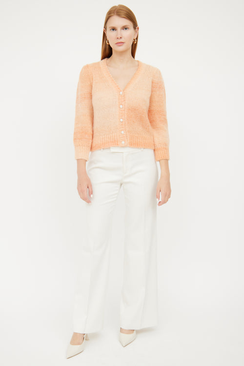 Maje Orange Gradient Mohair Knit Cardigan